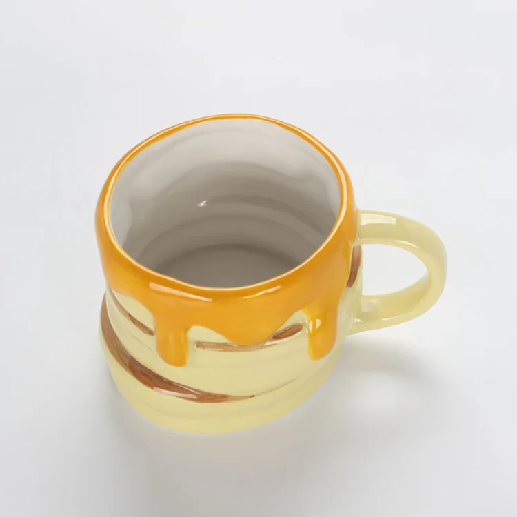 Custom 3D Funny Yellow Bread Butter Campagne Shape Ceramic Coffee Milk Mug