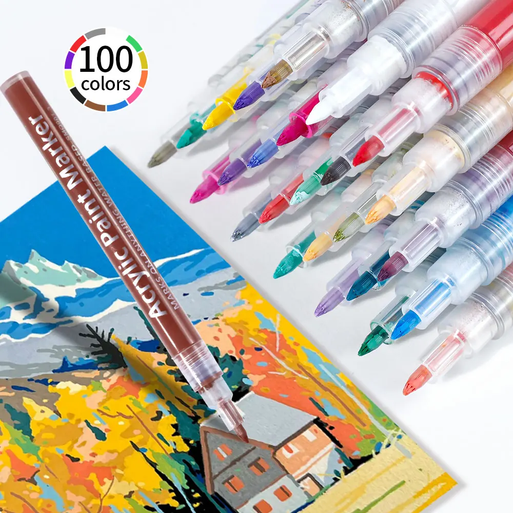 0,7 мм акриловая маркерная ручка оптом 12 18 24 48 цветов Перманентная Акриловая Краска Маркер Набор
