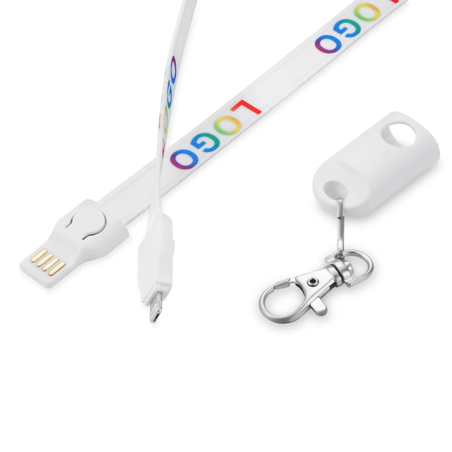 Customize logo Lanyard cable 3 in 1 USB data cable charger 85cm lanyard data charging cable type c