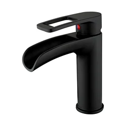 China Factory Supply Custom Deck Mounted Bathroom Sink Taps In Black Wash Basins Tap Basin Waterfall Faucet