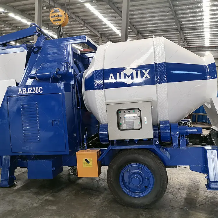 High Pressure Diesel Concrete Mixer Pump Machine With Lift Hopper