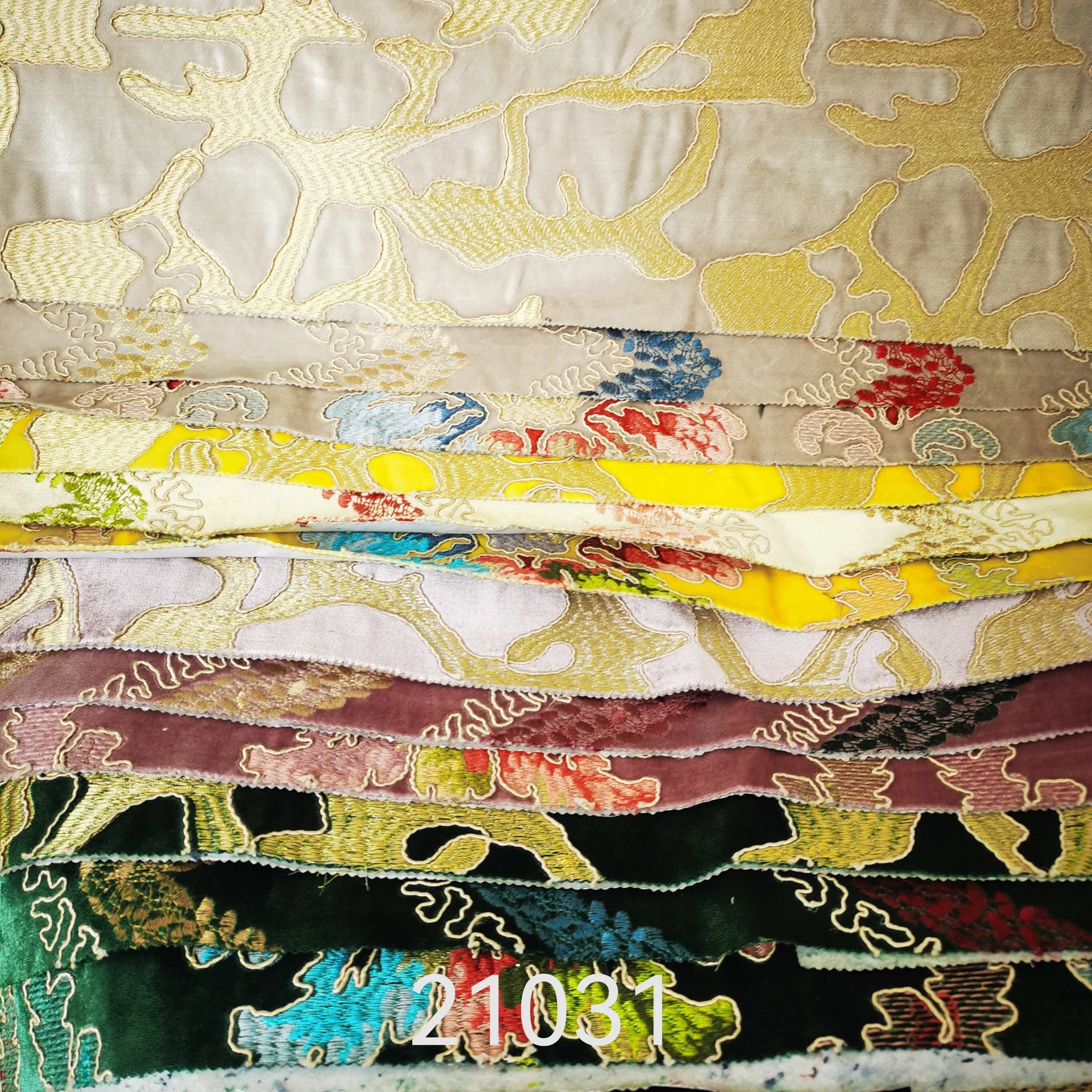 newest design Morocco good selling embroidery velvet fabric embroidery sofa fabric cushion fabric 21031 A+B+C