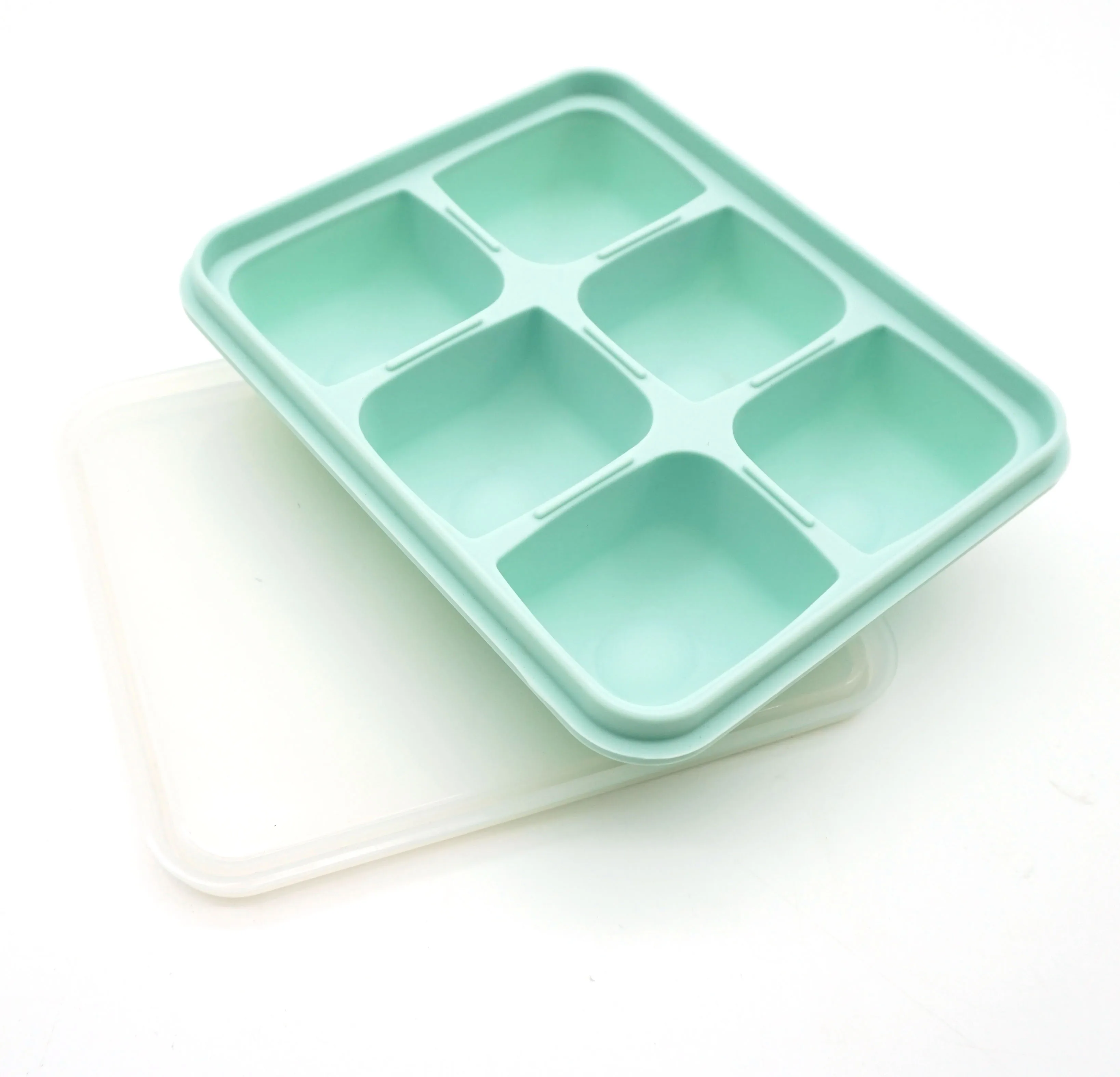Hot Sale 6 Holes Silicone Whiskey Ice Cube Molds with Lids Large Square Ice Cube Trays