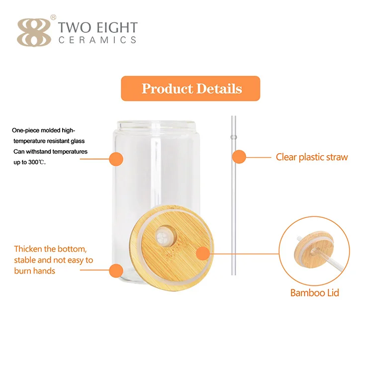 Hot Sale 12oz 16oz Custom Sublimation Beer Glasses Cup Frosted Glass Can with Lid and Straw Water Bottles Blanks Tumblers Mug