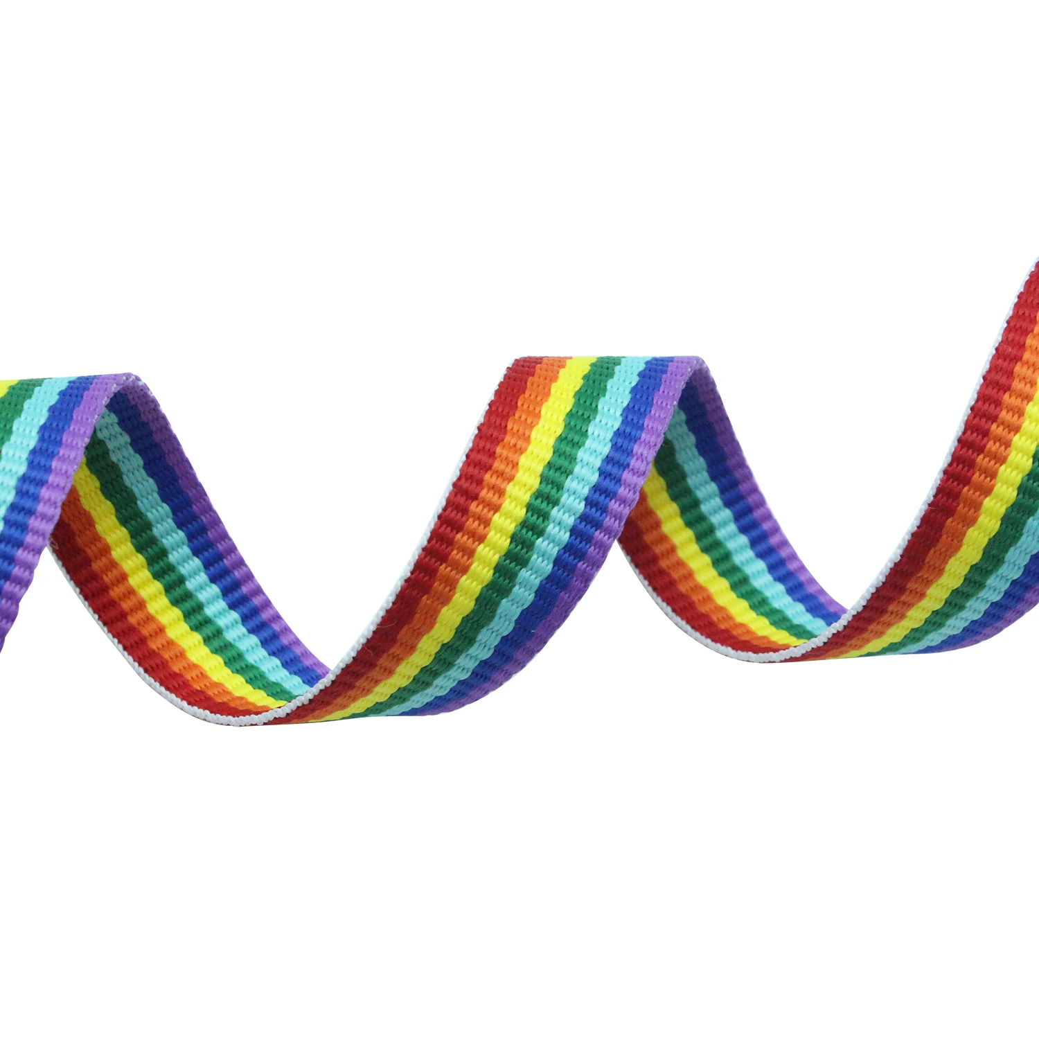 Factory custom intercolor polyester bag webbing Polyester rainbow striped webbing rainbow webbing strap irisated for bag