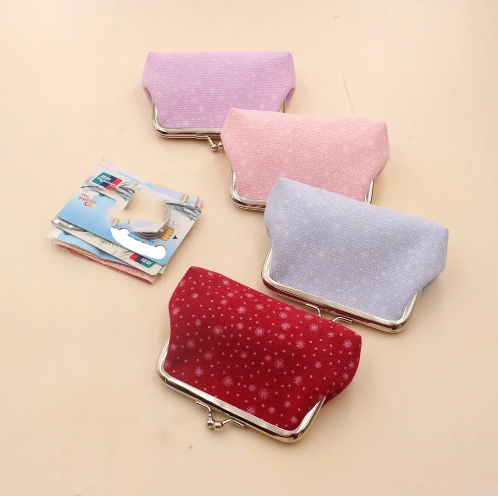 Promotional Wholesale Cheap 4 Inch Buckle Coin Purse Vintage Print Fabric Mini Card Bags Kids Lipstick Bag Clasp Clutch Wallets