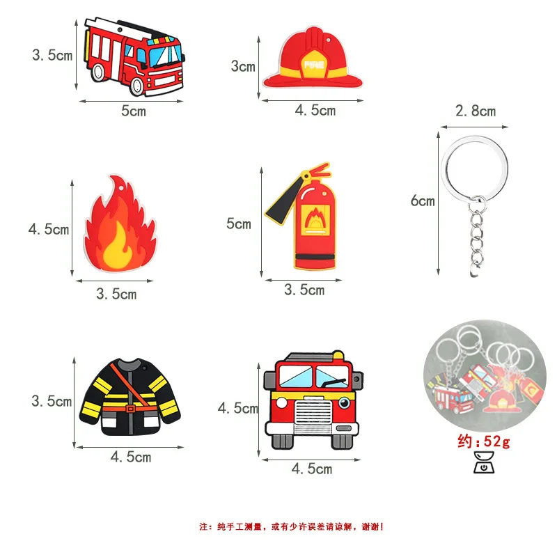 Custom High Quality Cartoon Soft Pvc Rubber Fire Extinguishers Fire Engine Keyring Keychain For Souvenir Gift