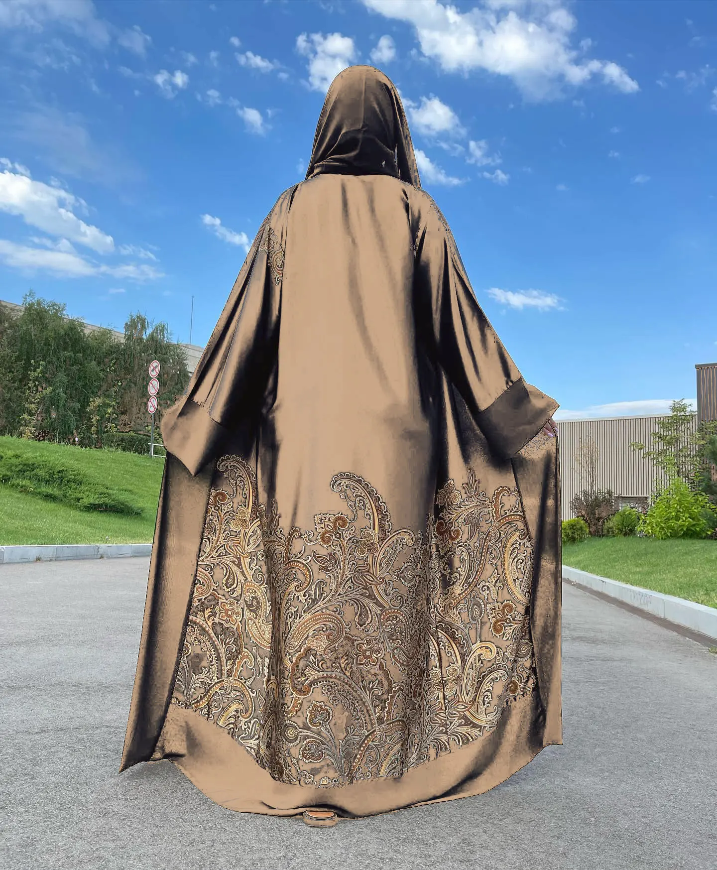 Aschulman Summer Hot Selling Modest Designs Custom Muslim Satin Abaya Open Black Dubai