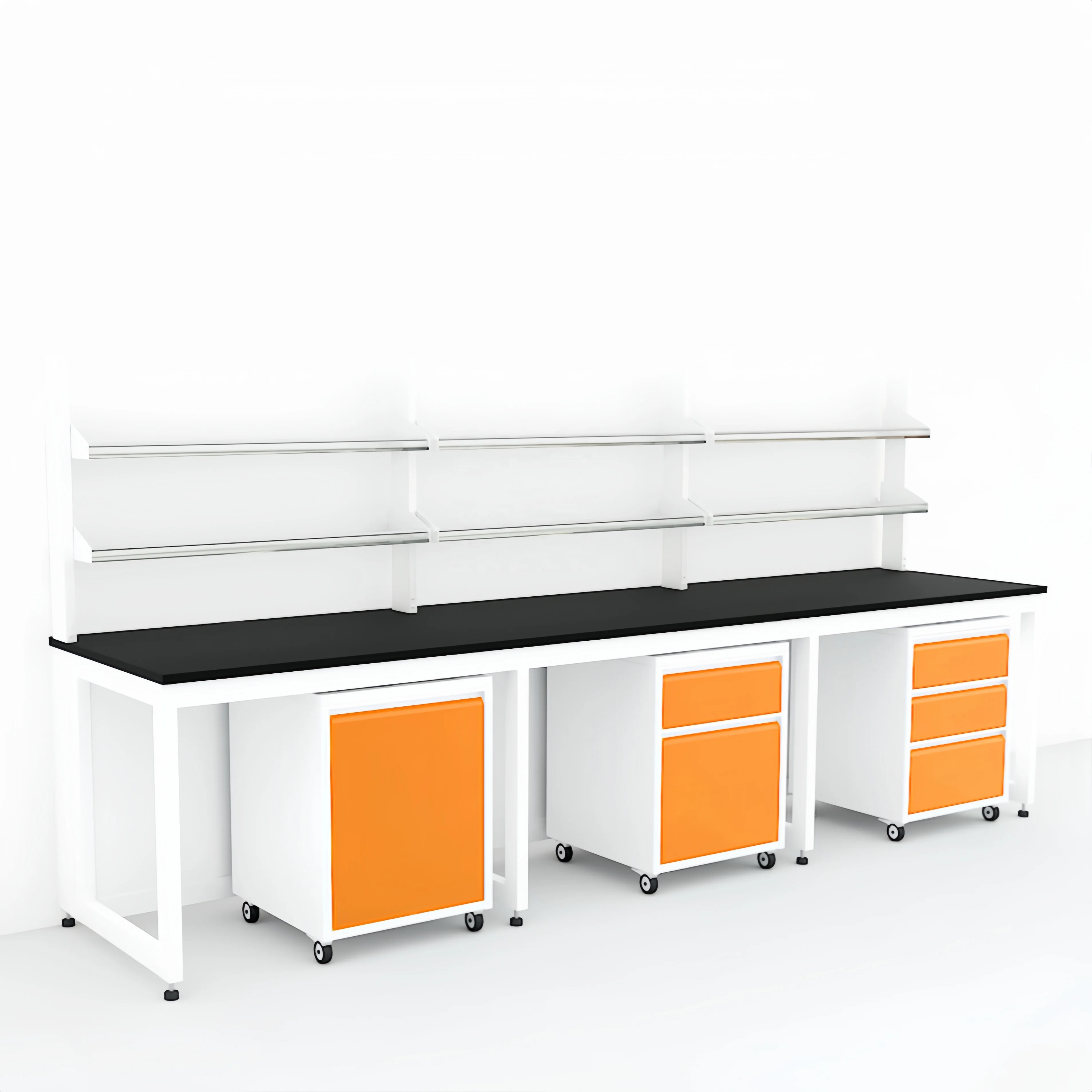 Orange Mobile Modular Chemical-Proof Laboratory Furniture H-Frame Lab Work Bench