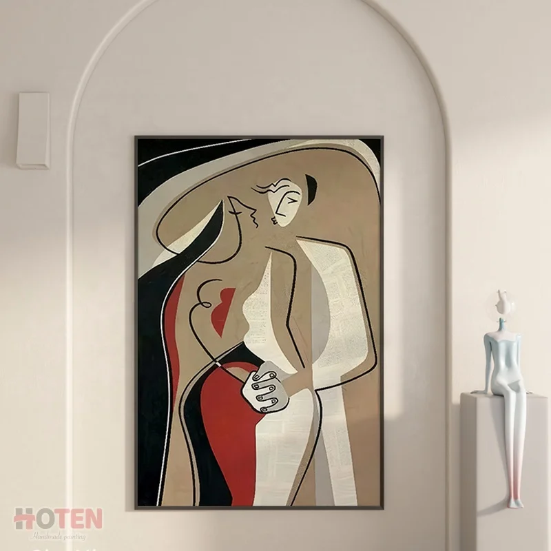 Original Art Custom Modern Best couple Figure & Portrait Wall Art Hand-Painted Canvas Oil Painting for Home Decor