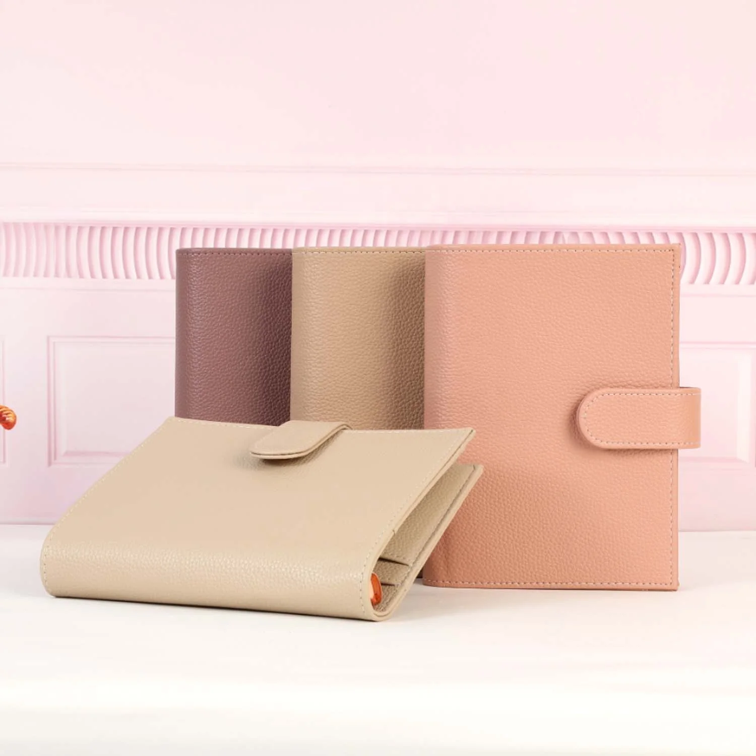 Hongbo Best Selling Christmas/Office/School Gift 13-Color Gold A6 Soft Litchi Leather Budget Binder Planner Wallet with Custom