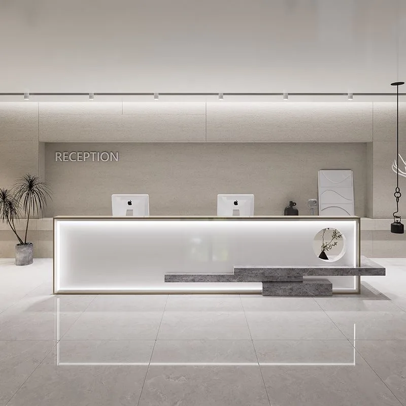 Luxury White Restaurant Reception Desk Salon Shop Cashier Simple Modern Counter Custom Reception Desk