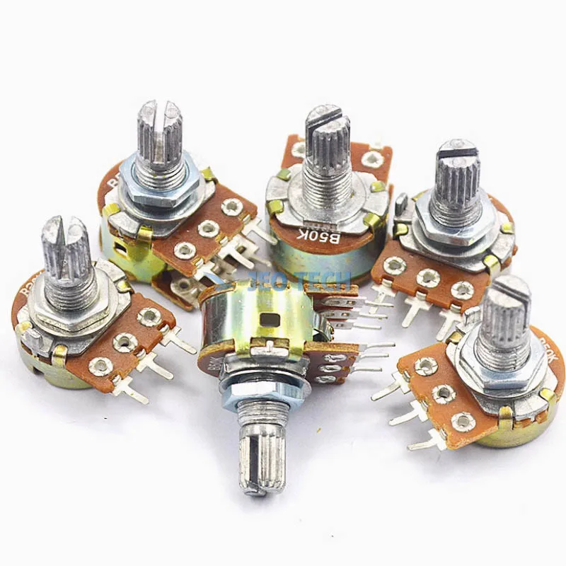Dual stereo potentiometer handle length 20mm 6 pin Fever audio amplifier volume potentiometer B100K B104 100K