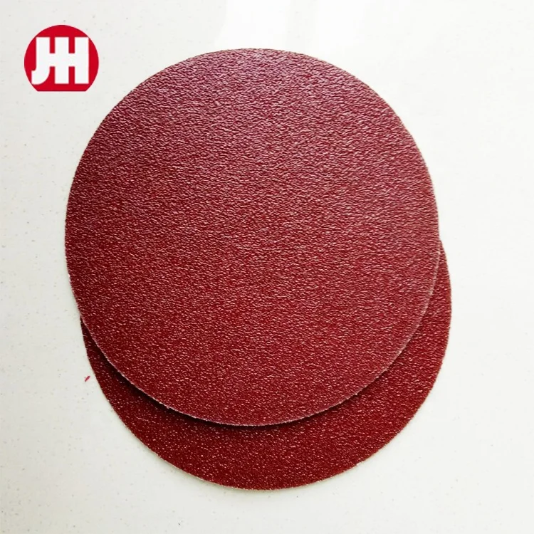 Aluminum Oxide Sand Paper Red round 125mm 80 grit Flocked Sanding Paper For Wood Metal Wall Furniture Polishing