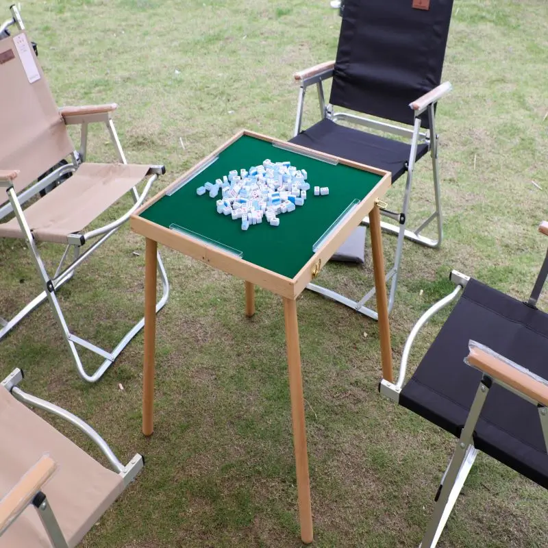 Outdoor Multifunctional Portable Folding Mahjong Table Party Event Banquet Foldable Wooden Mahjong Table