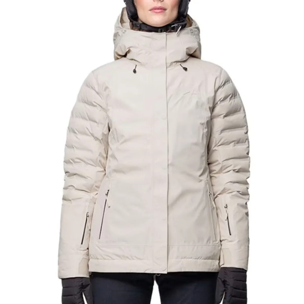 Customized Winter Jacket Windstopper Technology Formal Style Waterproof Nylon Outerwear Zipper Closure Heart Shape Fur Cotton