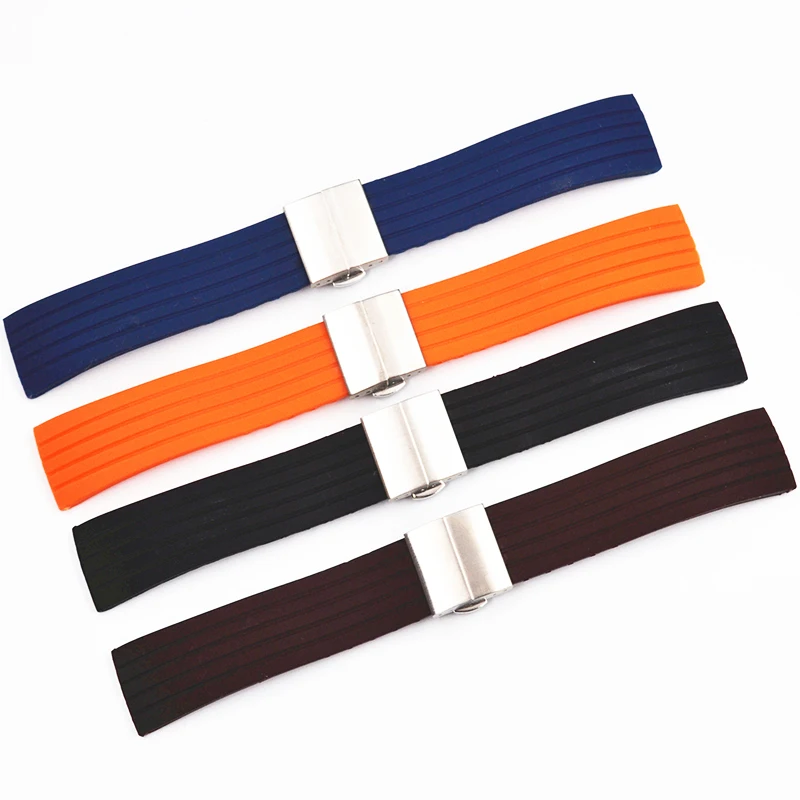 New style 304 stainless steel butterfly watch buckle clasp silicone changeable watch bracelet 20/22/24mm