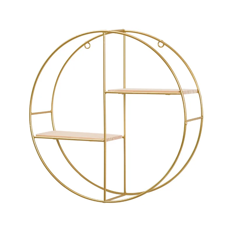 wall art Modern 37cm  Round home decor shelving wall rack Gold black hot selling bedroom living room utility shelf