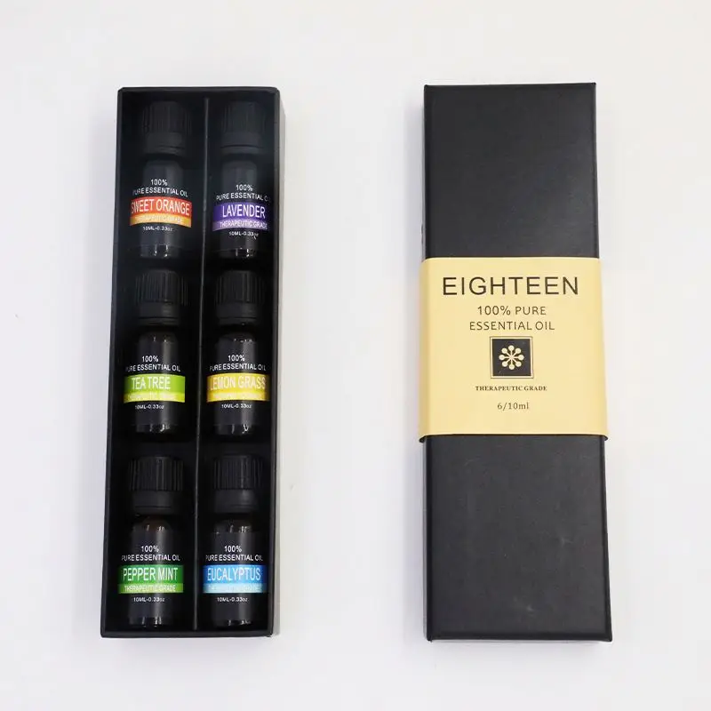 100% Pure Natural Therapeutic Essential Oil Gift Set & Kit 6x10ml for Diffuser,Aromatherapy,Massage,Home care,SPA