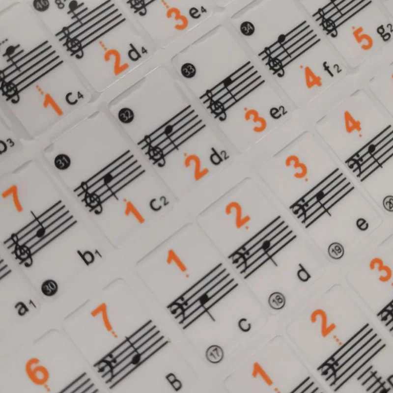 Transparent Piano Keyboard Stickers 49/54/61/88 Key Detachable Music Decal Notes Electronic Piano Spectrum Sticker