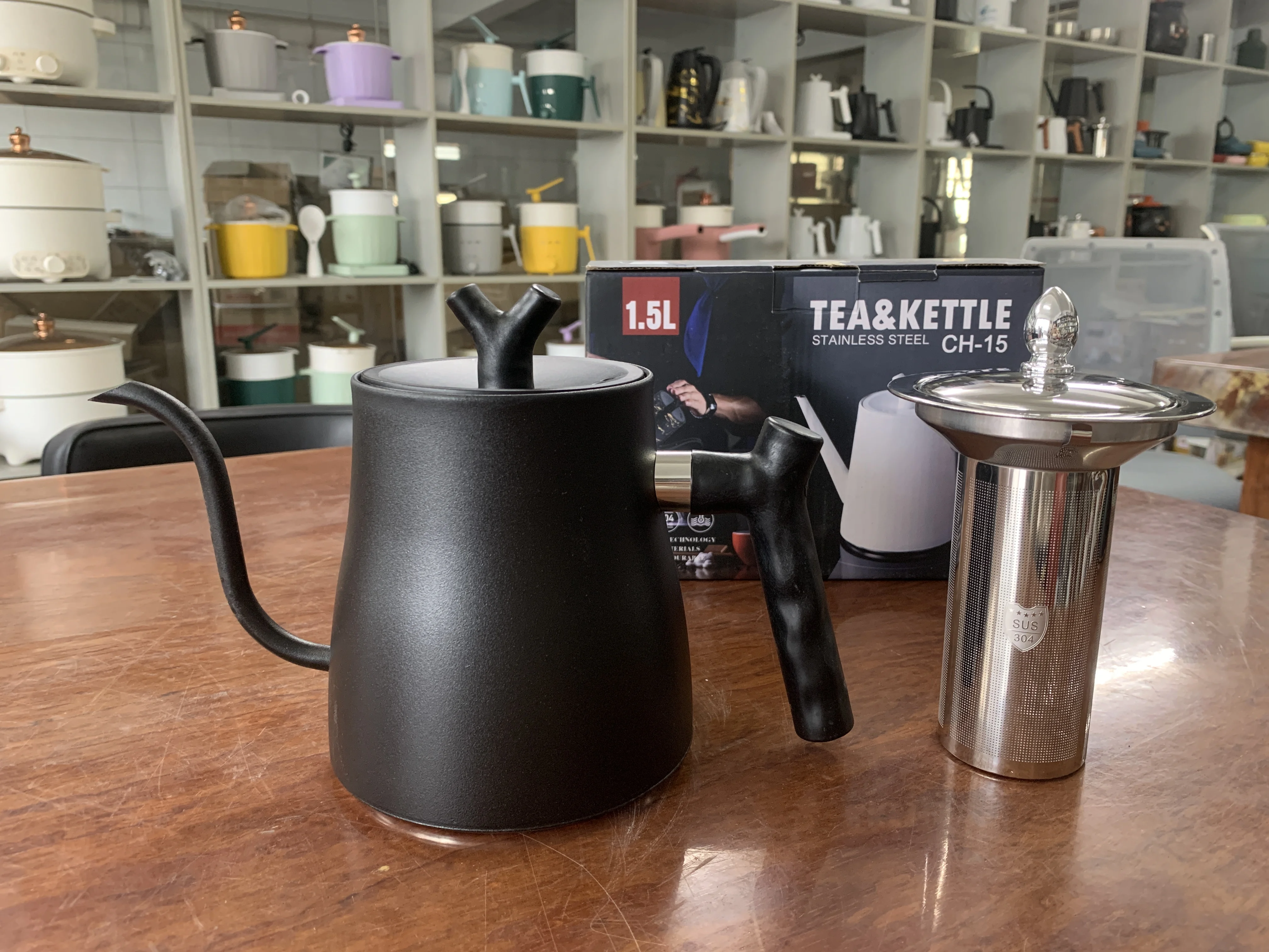 Customized 304 SUS water kettle thickened induction cooker teapot home outdoor hand brewed coffee pot flat bottom pot