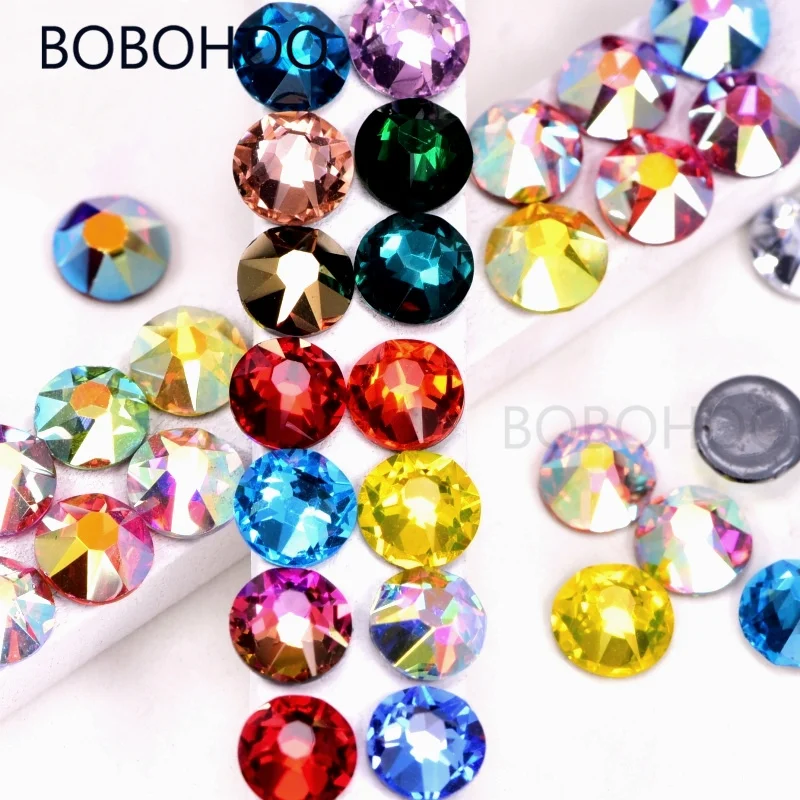 Wholesale Hot sale 2088 machine cut 8 big 8 small siam ab hot fix rhinestones hotfix strass for high heel shoes and clothes