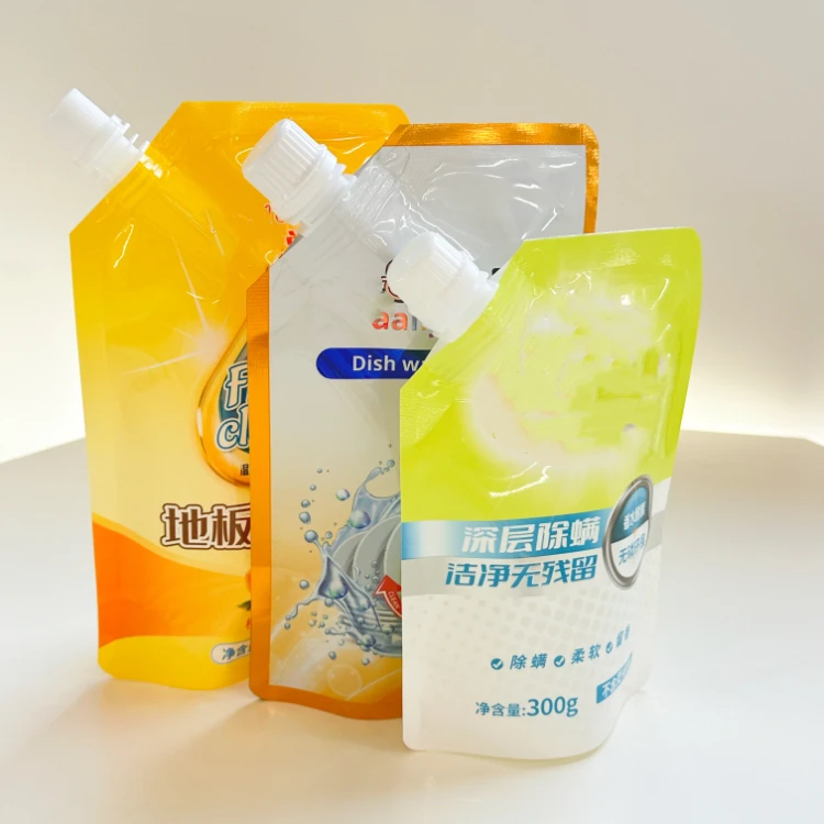 750ml 1000ml Mylar Doypack Plastic Nylon Packaging Material Dish Washing Liquid Soap Spout Pouch