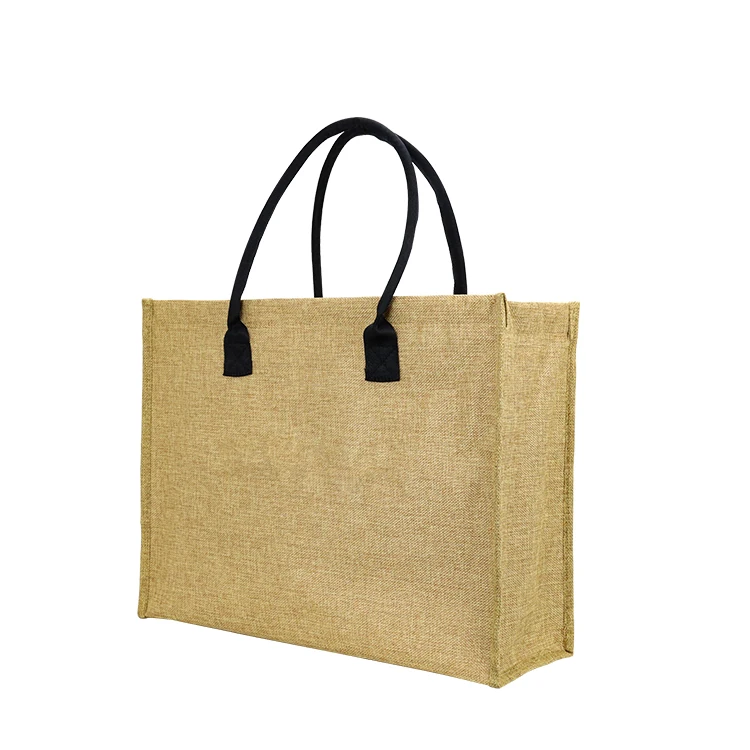 Custom Waterproof Jute Bag With EPE Film High Quality Custom Logo Printed Eco Friendly Jute Beach Tote Bag For Seafood