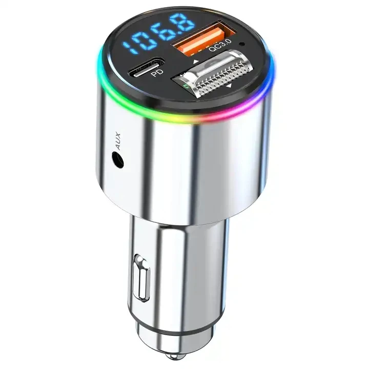 2024 New Arrival Car MP3 Player Bluetooth 5.1 Zinc Alloy USB Fast Charger FM Transmitter QC 3.0 Car Charger