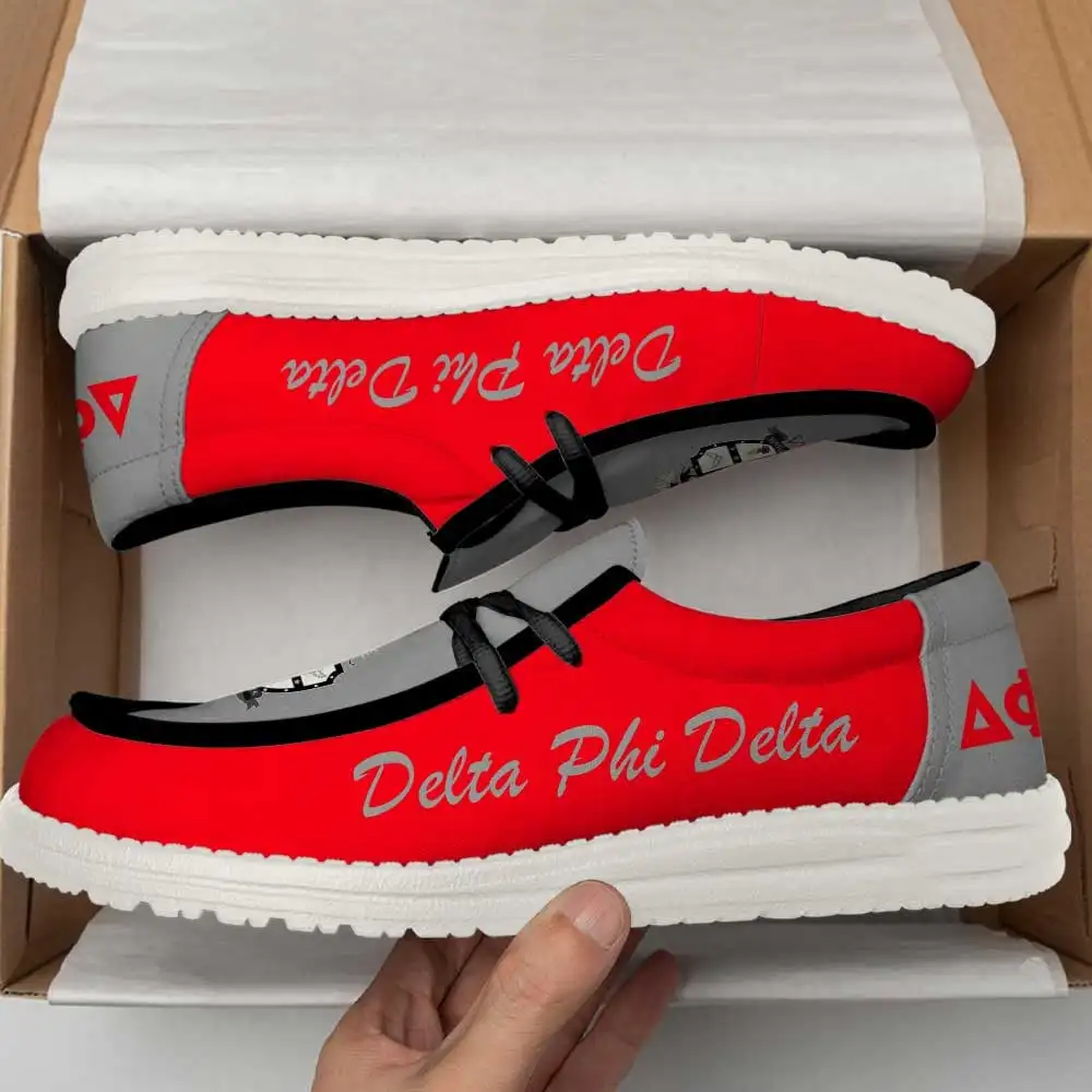 2024 Unisex Fashion Lace up Canvas Sneakers Custom Delta Phi Chi Sorority logo Running Sneakers Canvas Boat Shoes For Unisex