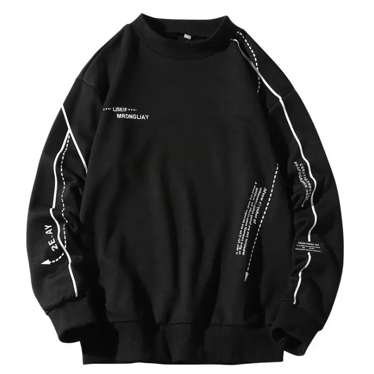 Мужская футболка с длинными рукавами, осень 2021, новый японский пуловер со средней горловиной, футболка, модный свободный свитер, джемпер для мужчин