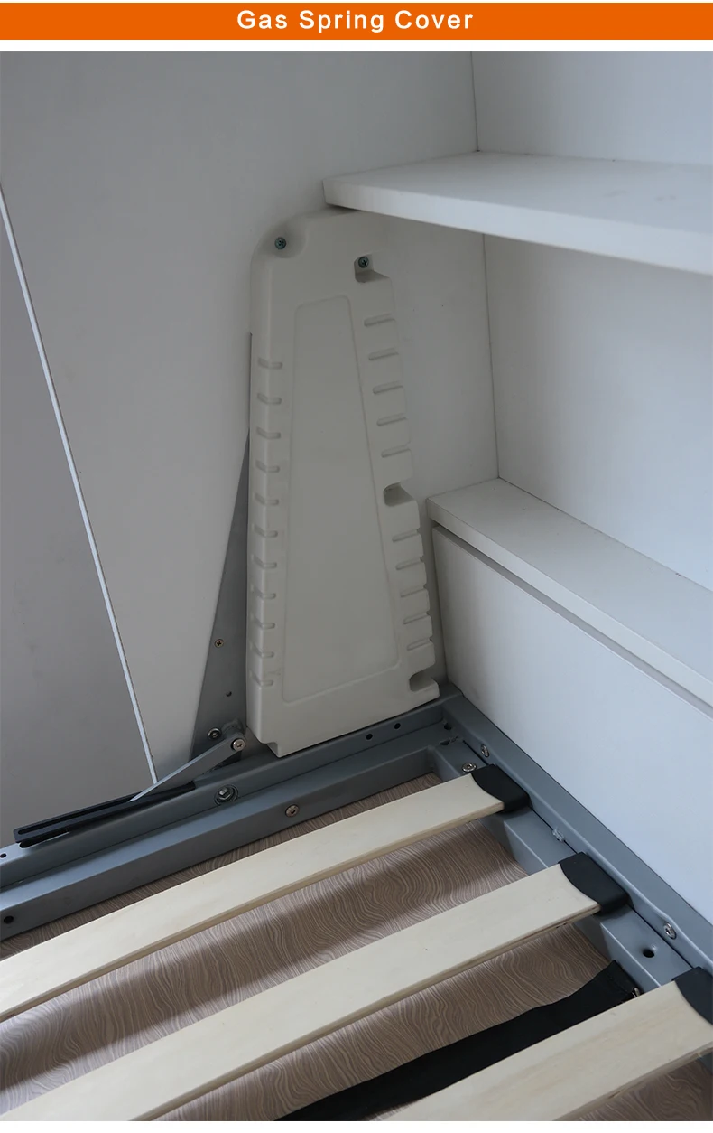 Folding murphy bed queen mechanism with desk horizontal