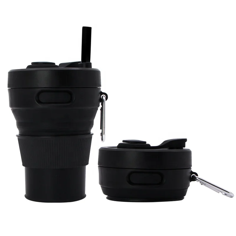 
450ml collapsible silicone travel promotional Custom mug coffee 