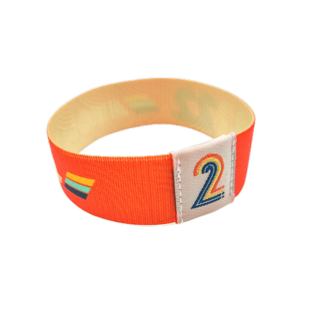 Polyester Promotional 2.5cm Wide Fabric Bracelet Elastic Private Label Wristband For Event