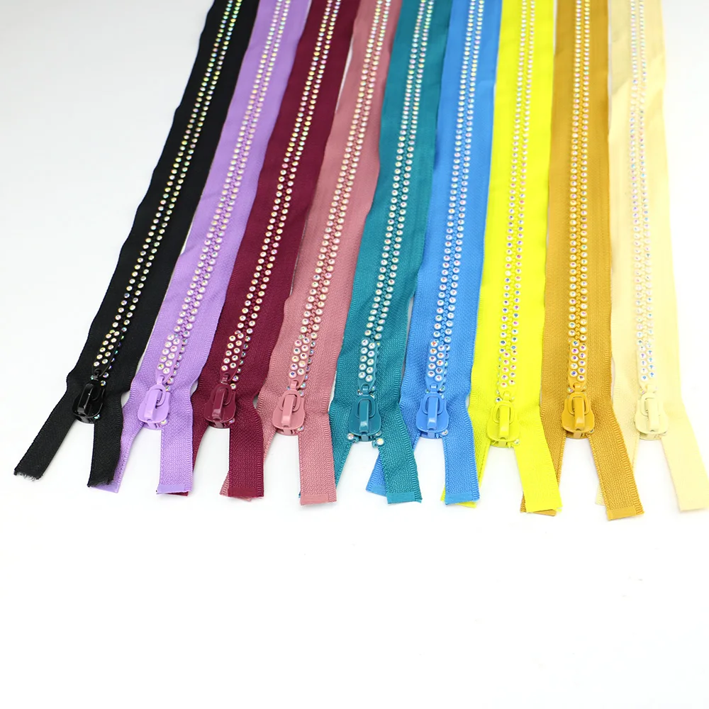 Factory Custom Fashion Rhinestone Zipper Open End Diamond Zipper for Clothing