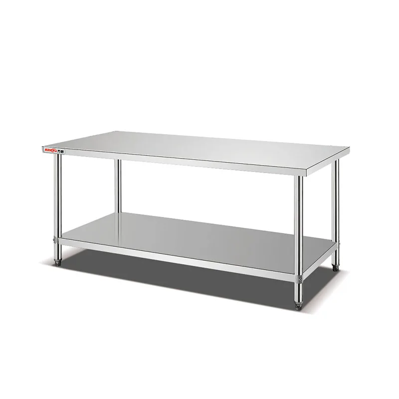 Restaurant Work Table Stainless Steel Commercial Flat Chef Workbench Kitchen Hotel Work Table With Undershelf Catering Equipment