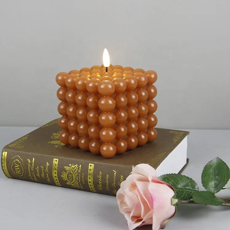 Home decorative elegant real wax flickering battery bubble flameless led candle with 3D real flame