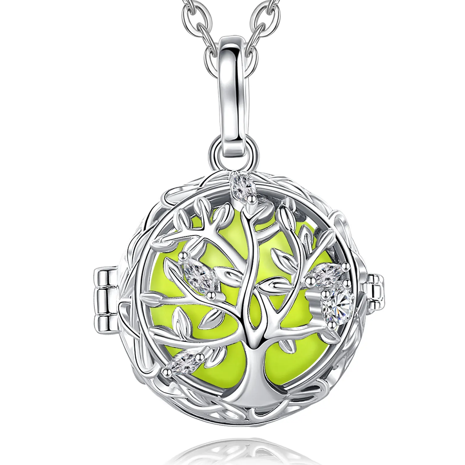 Best Price Silver Zircon Tree of Life Harmony Bola Color Chime Ball Cage Pendant for Lover