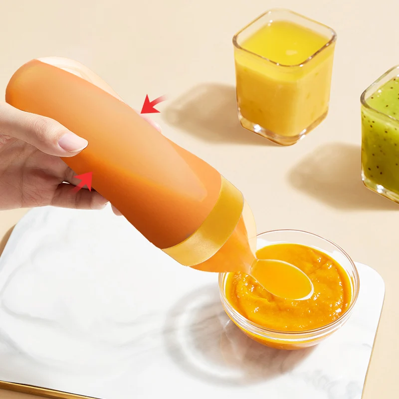 Delivery Fast Squeezed Type  Baby Feeding Bottle With Spoon Toddler Solid Food Training Feeder Hot Selling  Baby Products