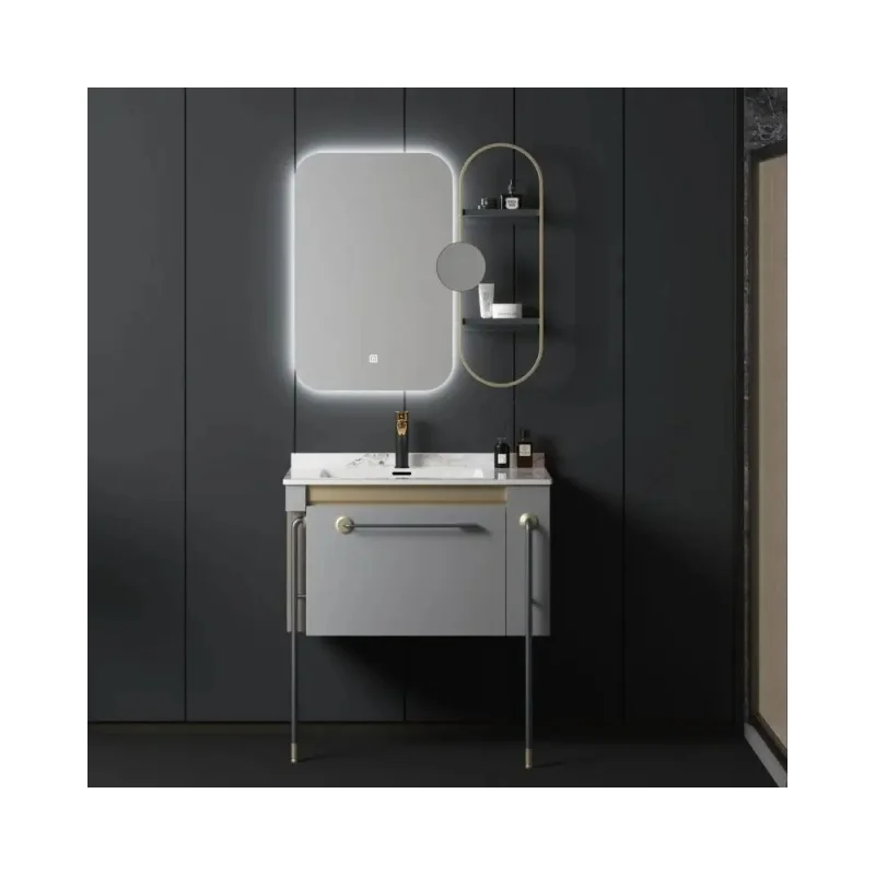 Customized Bathroom Vanity Luxury Small Size Washbasin Modern Grey Bathroom Cabinet Vanities