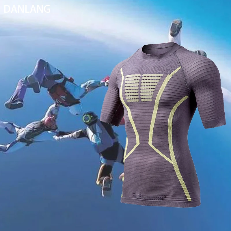 Custom Logo Work Out T-shirt 90% Polyester 10% Spandex Sports Compression Yoga Wear Set Breathable Athletic Gym T Shirt for Men