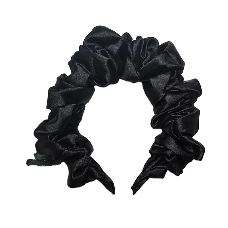 New product Hair BandsFairy Face Wash Silk Headband Hairband Girls Wholesale Baroque bow Hairband Crumpled Fabric Fluffy
