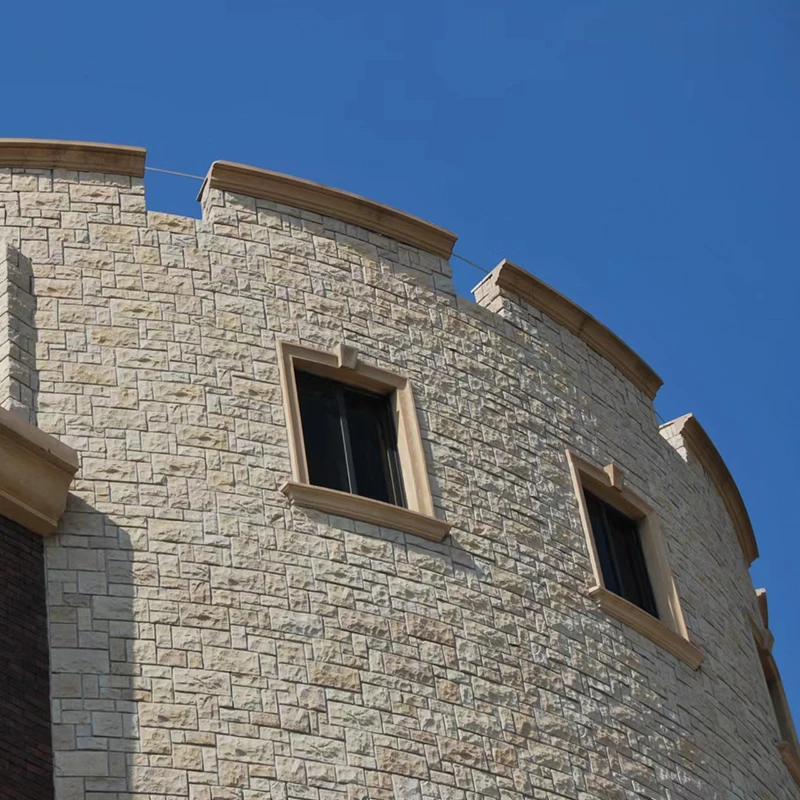 artificial stone wall panels stone brick exterior wall decorate cladding fire proof natural stone surface white cream color