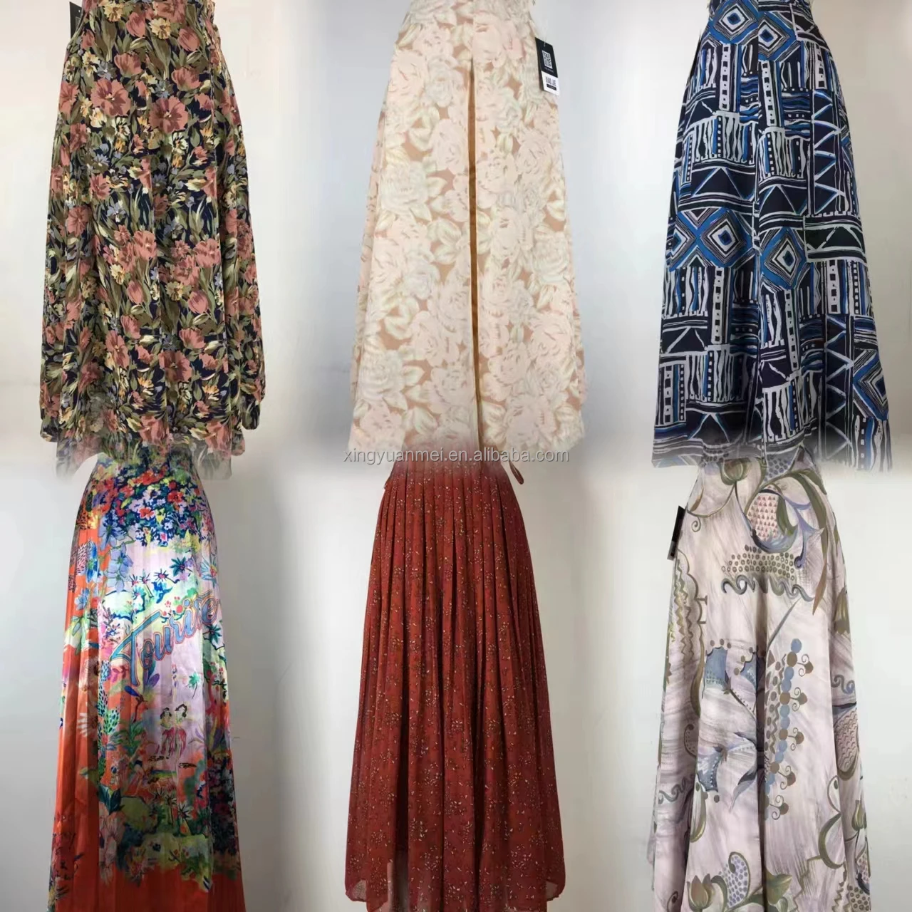 2024 factory  New style Womens Skirts Supplier Ladies Beige cotton printed Woven long Skirt For Ladies