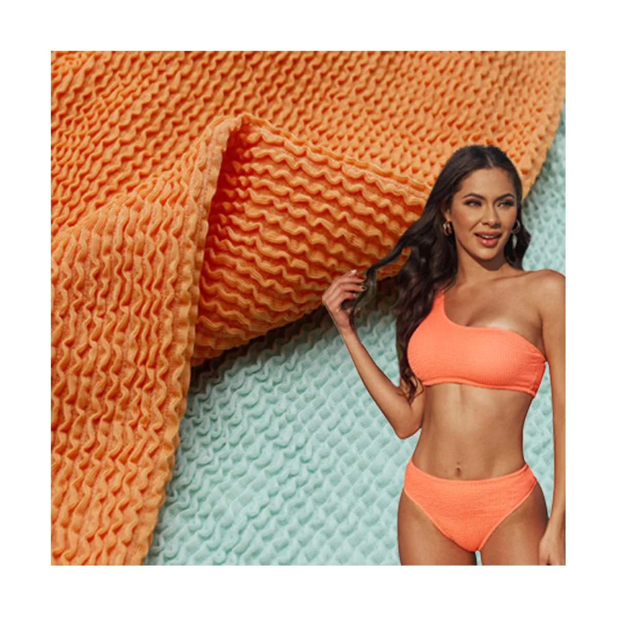 Wingtex Manufacturer Crinkle Polyester Spandex Anti-bacteria Fabric for Swimwear