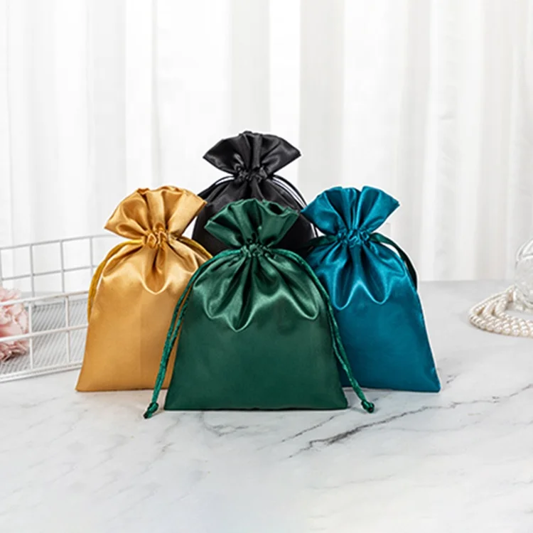 Drawstring Custom Makeup Small Jewellery Gift Satin Pouch With Logo