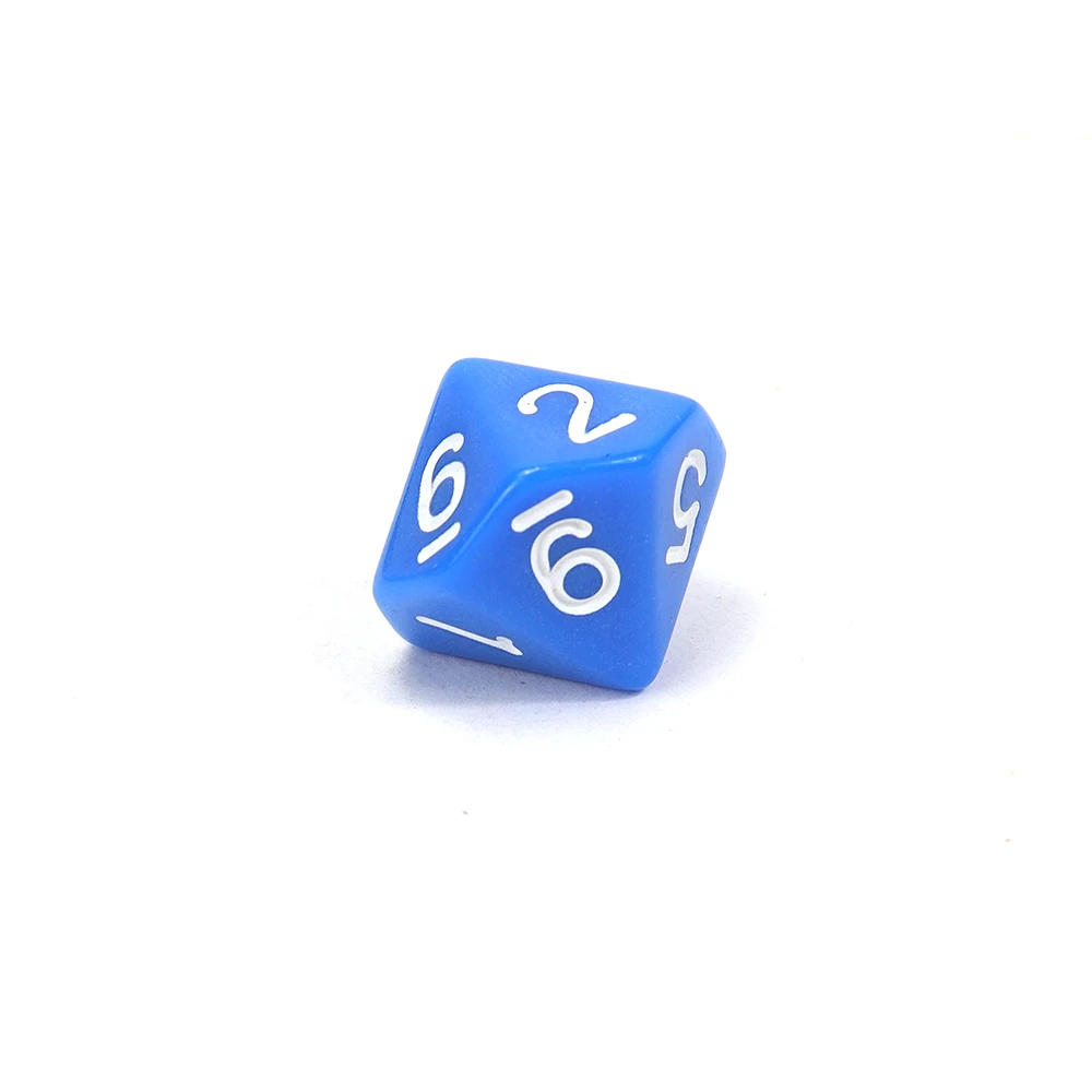 Factory supply d10 polyhedral bright blue dice white number 1 to 10 bulk eco friendly acrylic custom color for casino board game