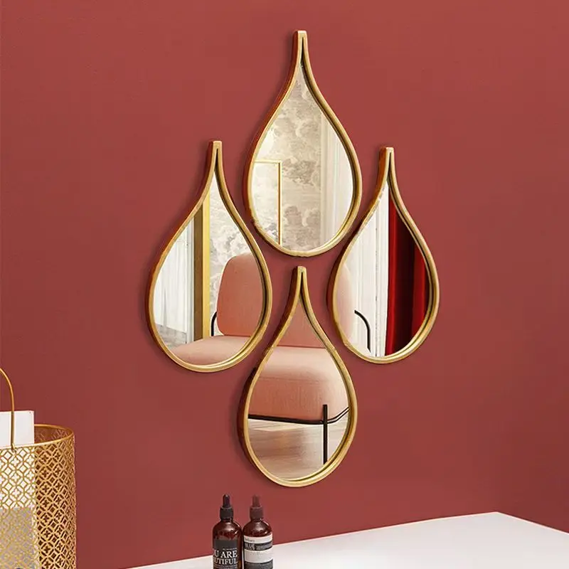 36X20cm set 4 Simple European and American retro hanging mirror high-end atmospheric bathroom toilet makeup  mirror decoration