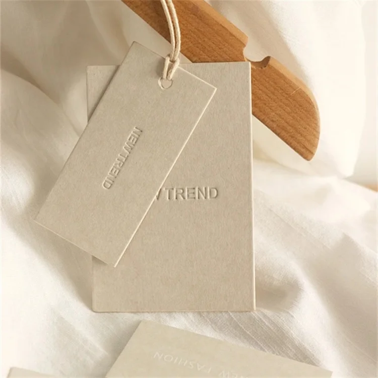 Custom Luxury Logo Recycled Swing Vanilla Paper Hang Tag Logo Text Tags Clothing Swing Tag Natural Hangtags For Handmade Items