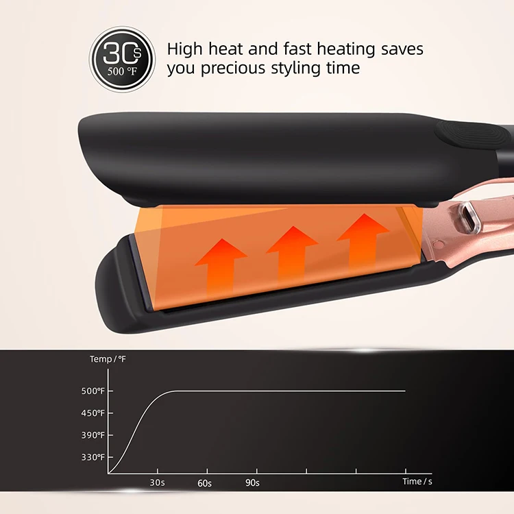 High Temp Professional 2 in 1 Hair Straighten Ceramic Wide Flat Iron Hair Straightener and Curler for Professional Salon